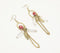 Clear Pencil Stone & Metallic Link Dangle Earrings