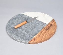Colorblocked Marble & Acacia Wood Chopping Board