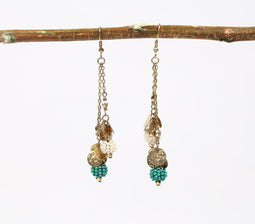 Coastal Beaded & Metallic Charm Earrings