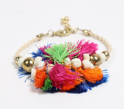 Colorful Cluster Tasseled & Beaded Bracelet