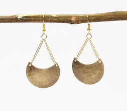 Contoured Brass Moons Earrings