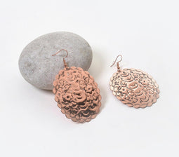 Copper-Toned Brass Antique Dangle Earrings