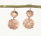 Copper-Toned Brass Floral Dangle Earrings Q