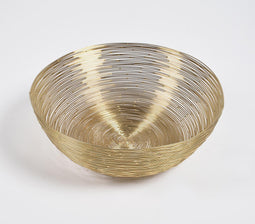 Coiled Antique Gold-Toned Iron Fruit Bowl