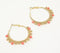 Coral Bead & Meatllic Hoop Earrings