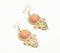 Coral Bead & Gold-Toned Textured Dangle Earrings