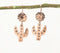 Copper-Toned Brass Floral-Cacti Dangle Earrings