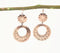 Copper-Toned Brass Floral Dangle Earrings Q1