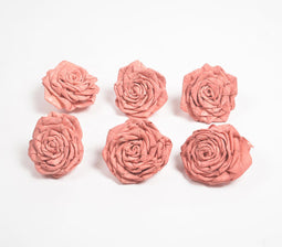 Coral Rose eco-friendly shola wood flowers (set of 6)