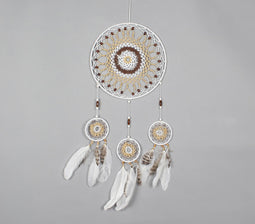 Cotton Crochet & Faux Feathers Dreamcatcher