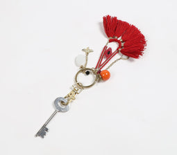 Crimson Tasseled & Boho Charm Keychain