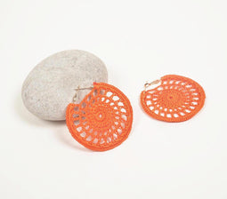 Crochet Salmon Pink Huggie Earrings