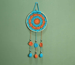 Crochet Orange & Teal Dreamcatcher