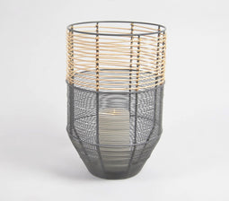 Cylindrical Cane Iron Candle Holder