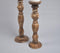 Dark Burnt Wooden Candle Holders (Set of 2)