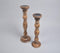 Dark Burnt Wooden Candle Holders (Set of 2)