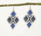 Diamond-Shaped Blue-Black Dangle Earrings