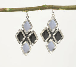Diamond-Shaped Greyscale Dangle Earrings
