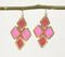 Diamond-Shaped Pink Dangle Earrings