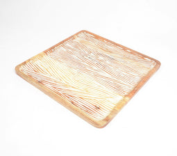 Distressed White Textured Acacia Wood Tray