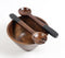 Earthy Turned Wooden Black Bowl & Spoons