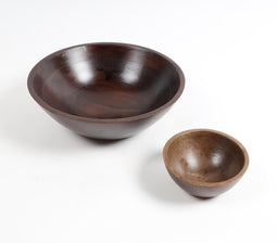 Earthy Wooden Turned Bowls (Set of 2)