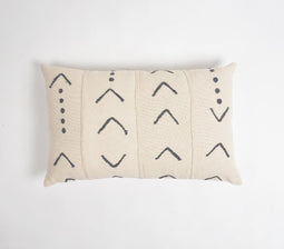 Embroidered Geometric Block Cotton Lumbar Cushion Cover