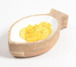 Enameled Fish-Shaped Mango Wood Platter