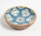 Enameled Floral Motif Mango Wood Bowl