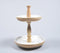 Enamelled & Turned Mango Wood 2-Tiered Cupcake Stand