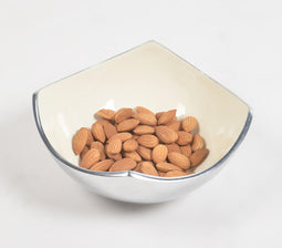 Enamelled Aluminium Off-White & Silver-Toned Bowl