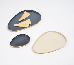 Enamelled Iron Egg-Shaped Snack Trays (set of 3)
