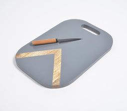 Enamelled Mango Wood Slate Grey Chevron Chopping Board