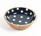 Enamelled Polka Dotted Black Wooden Bowl