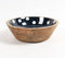 Enamelled Polka Dotted Black Wooden Bowl