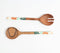 Enamelled Wooden Botanical Salad Servers (Set of 2)
