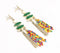 Epoxy-Inlay & Beaded Shoulder-Duster Earrings