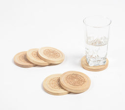 Engraved Wooden Mandala Coasters (Set of 6)