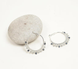 Ethnic Beaded Metallic Hoop Earrings