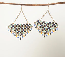 Epoxy-Inlaid Gold-Toned Dangle Earrings