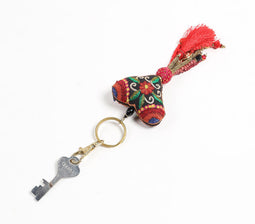 Ethnic Heart Tasseled Keychain with Charms