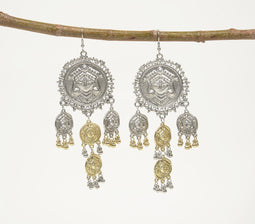 Ethnic 'Goddess Prowess' Metallic Coin Dangle Earrings