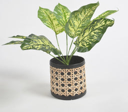 Faux Leather Black Planter