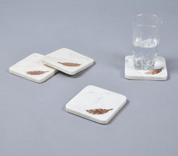 Feather Inlaid Marble Coasters (set of 4)