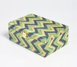 Forest Chevron Tusser Silk Jewelry Box