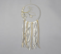 Floral Branch Dreamcatcher with Golden & White Lace-Extensions