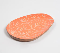 Floral Handpainted Mango Wood Oval Platter