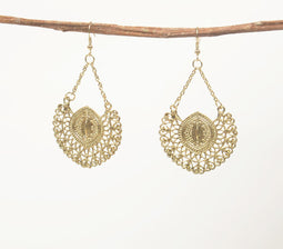 Ethnic Motif Metallic Drop Earrings