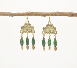 Ethnic Beads Metallic Dangle Earrings
