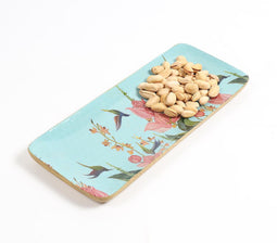 Floral Motif Enameled Wooden Tray